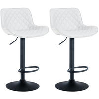 BARHOCKER 2er Set Minerva Kunstleder weiß - Schwarz/Weiß, Kunststoff/Metall (48/105/54cm) - TPFLiving
