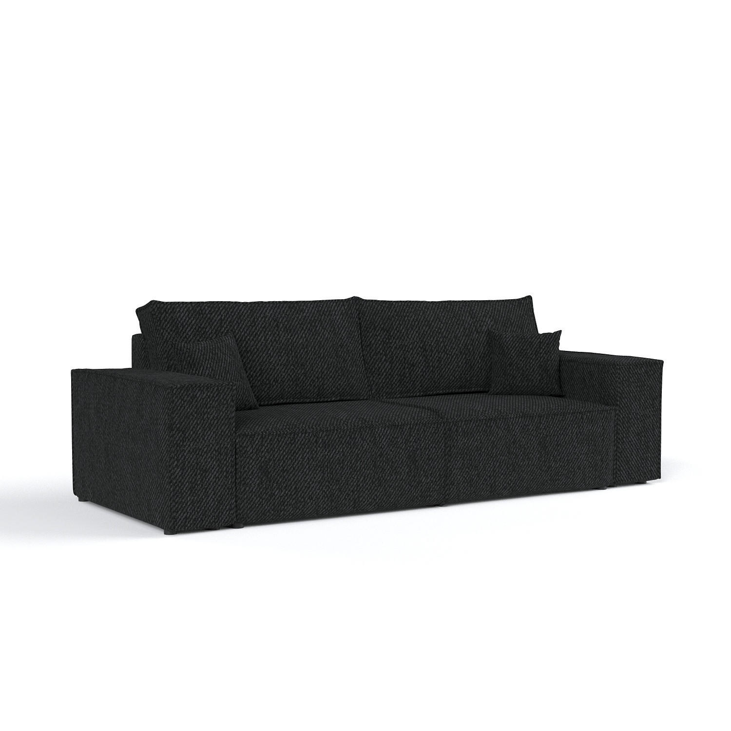 SOFA RESSO mit Schlaffunktion Schwarz im Neve Stoff - Schwarz, Holz/Holzwerkstoff (255/70/105cm) - AltaBeds