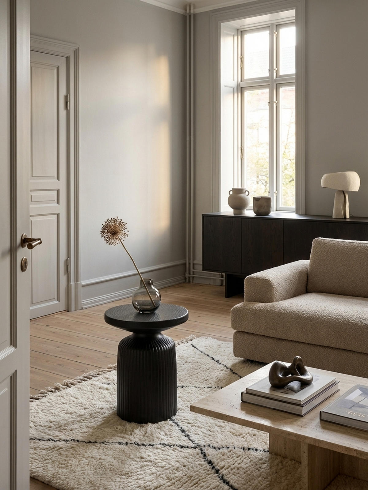 BEISTELLTISCH – Rund Schwarz 40x40x50 cm Hammerschlag Design - Schwarz, Metall (40/40/50cm) - KADIMA DESIGN