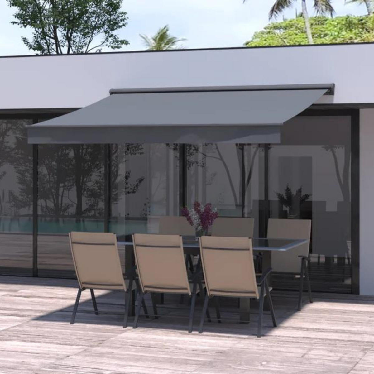 MARKISE pisa grau 2.95 x 3 m aus stahl - Grau, Metall (300/14/295cm) - Concept Usine