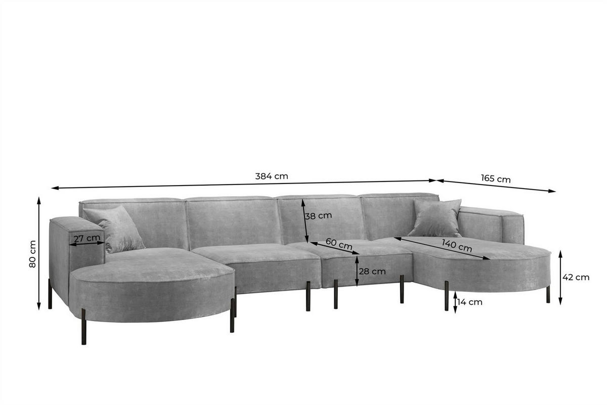 WOHNLANDSCHAFT Valencia Xl - Braun, Holzwerkstoff/Textil (384/80/165cm) - Fun Möbel