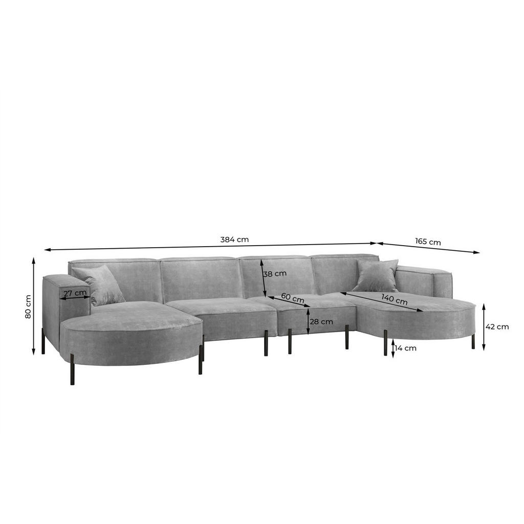 Thumbnail - Fun Möbel Wohnlandschaft, Hellbraun, Textil, U-Form, 384x80x165 cm, Wohnzimmer, Sofas & Couches, Wohnlandschaften, Wohnl...