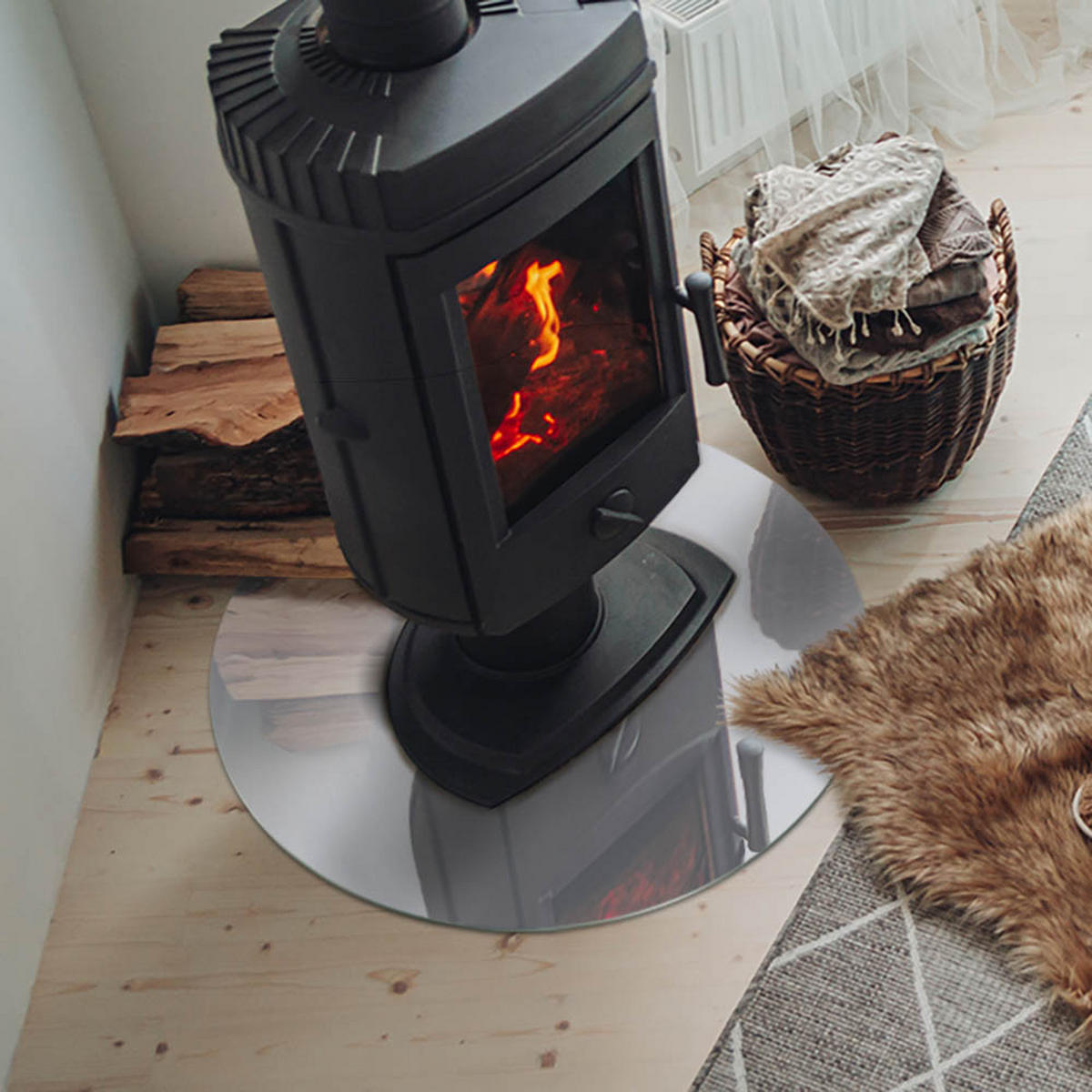 GLASPLATTE für Kamin Ø 60 cm - Grau, Glas (60/60/0.4cm) - TULUP