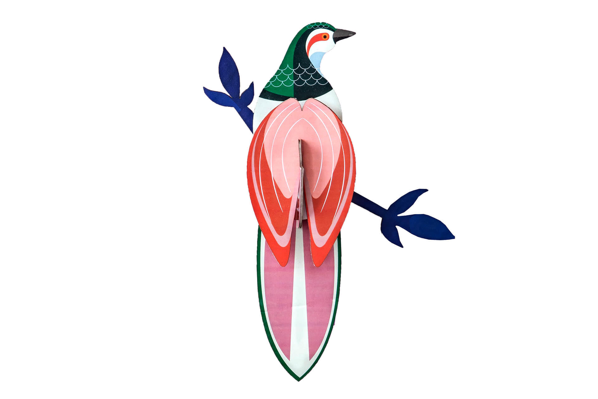 WANDDEKO Tropenvogel-Paradies 23/7 cm - Pink/Grün, Wellpappe (23/7/27cm) - KUNSTLOFT