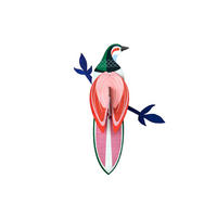 WANDDEKO Tropenvogel-Paradies 23/7 cm - Pink/Grün, Wellpappe (23/7/27cm) - KUNSTLOFT