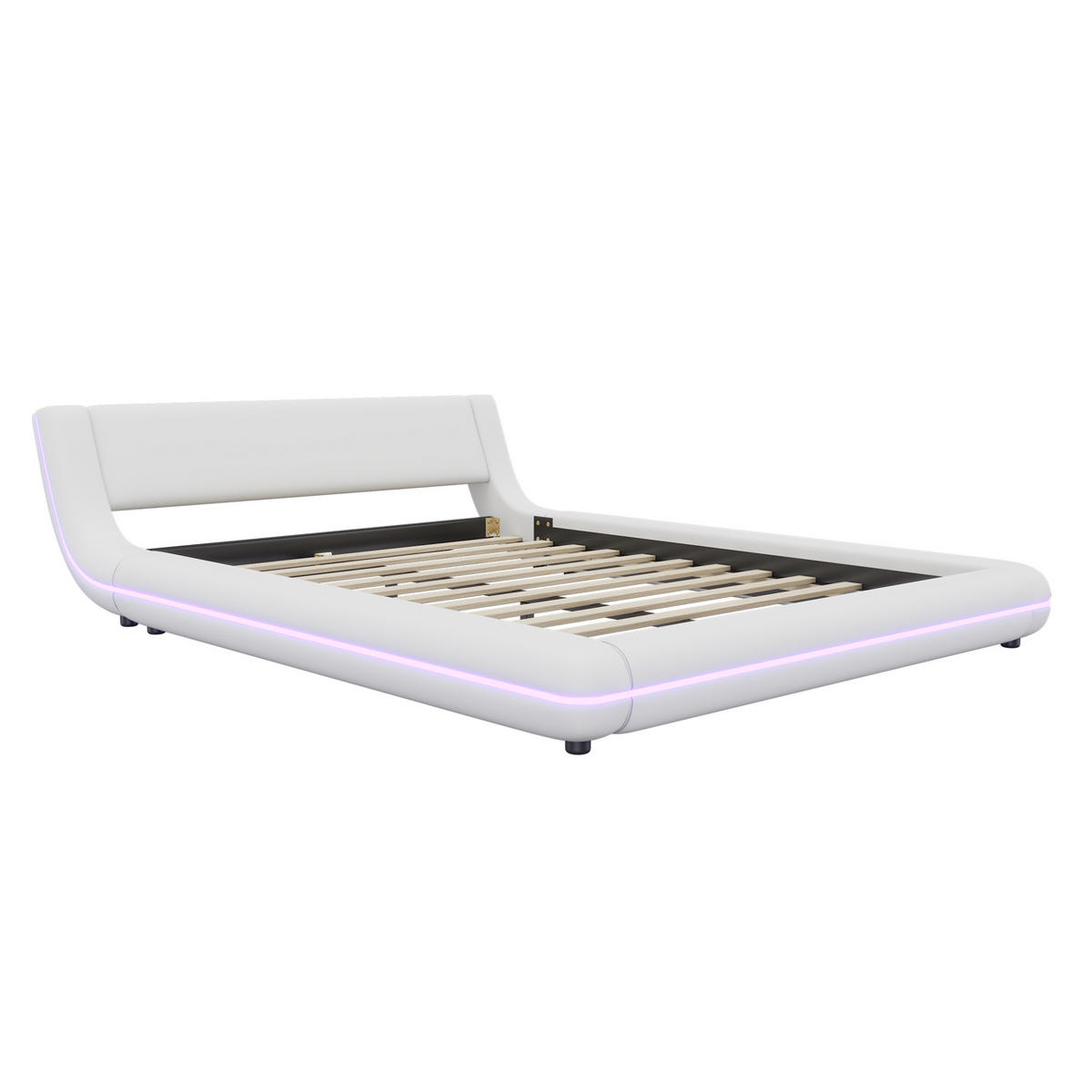 BETT 140/200 cm in Weiß – aus PU mit LED-Beleuchtung, inkl. Lattenrost - Weiß, Leder (140/200cm) - BEAOK
