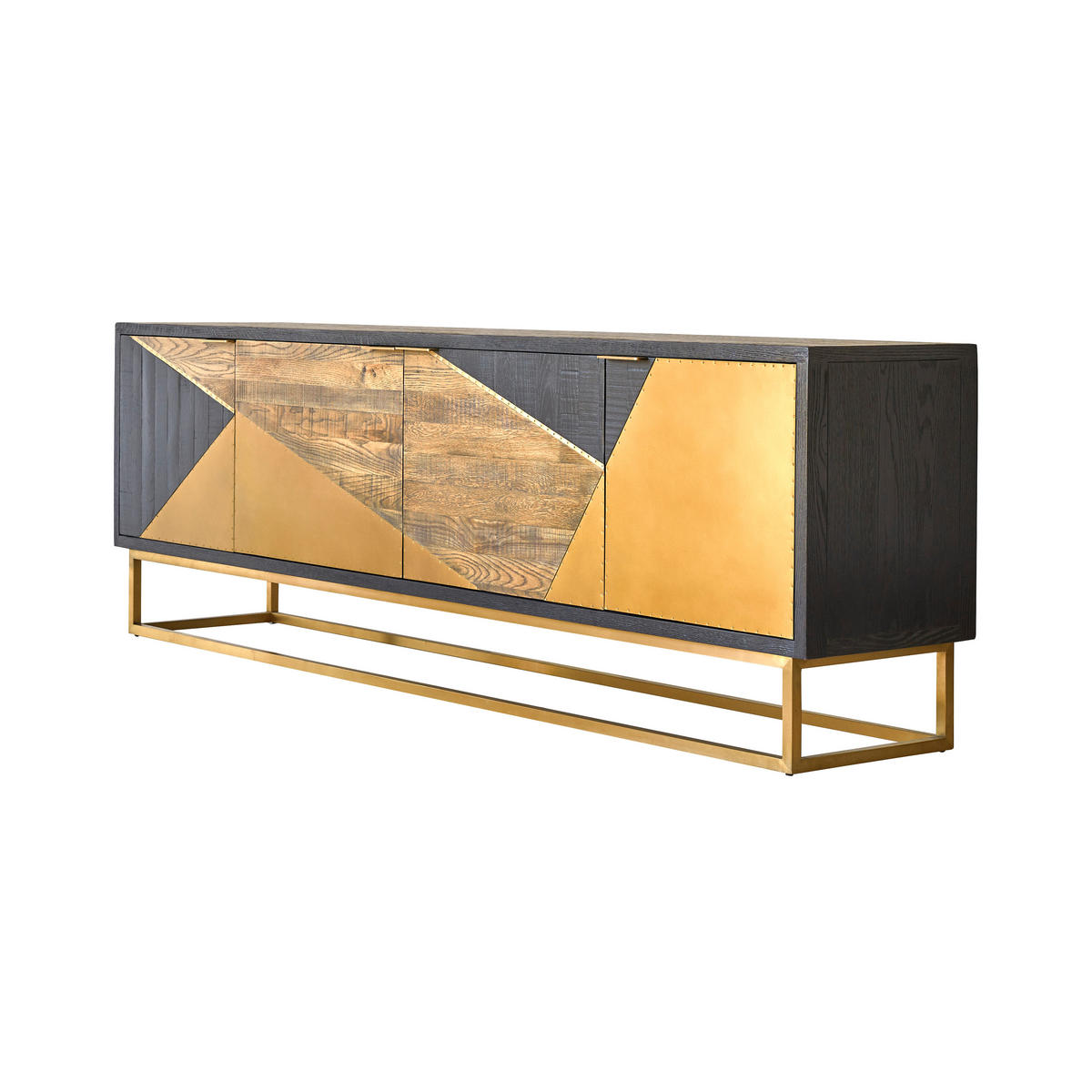 TV-SCHRANK Oscar Schwarz aus Eiche - Schwarz, Holz (240/77/48cm) - Tikamoon