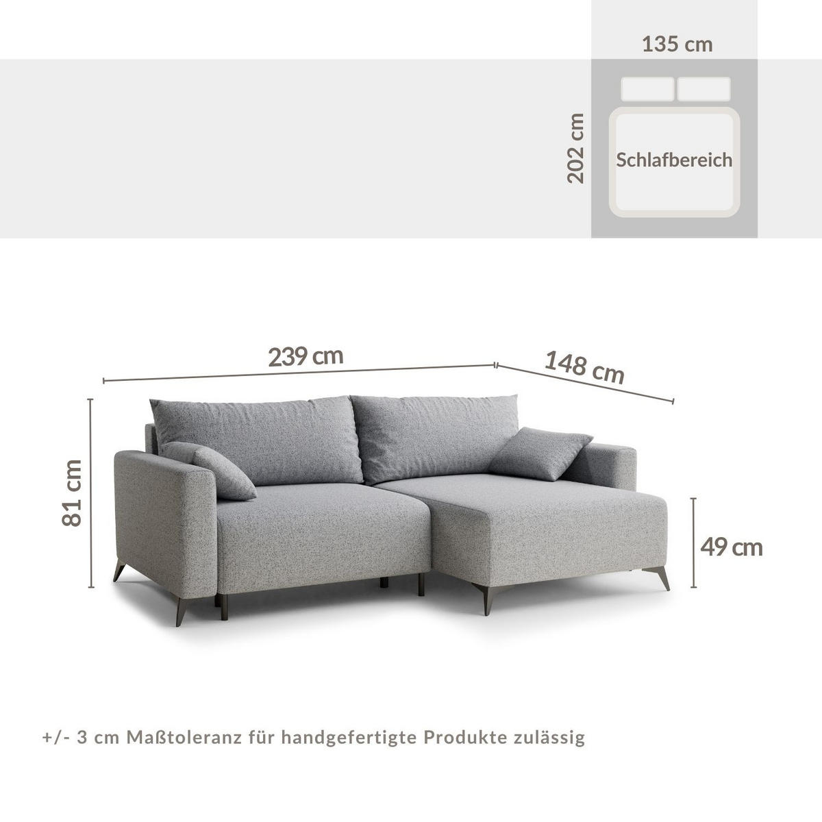 ECKSOFA MIT SCHLAFFUNKTION Leon Grün Webstoff - Schwarz/Grün, Holz/Holzwerkstoff (239/148cm) - Maison de Reve