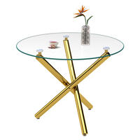 ESSTISCH rund Glas Metall Gold für 2 bis 4 Personen - Goldfarben, Metall (80/80/76cm) - Meubliv