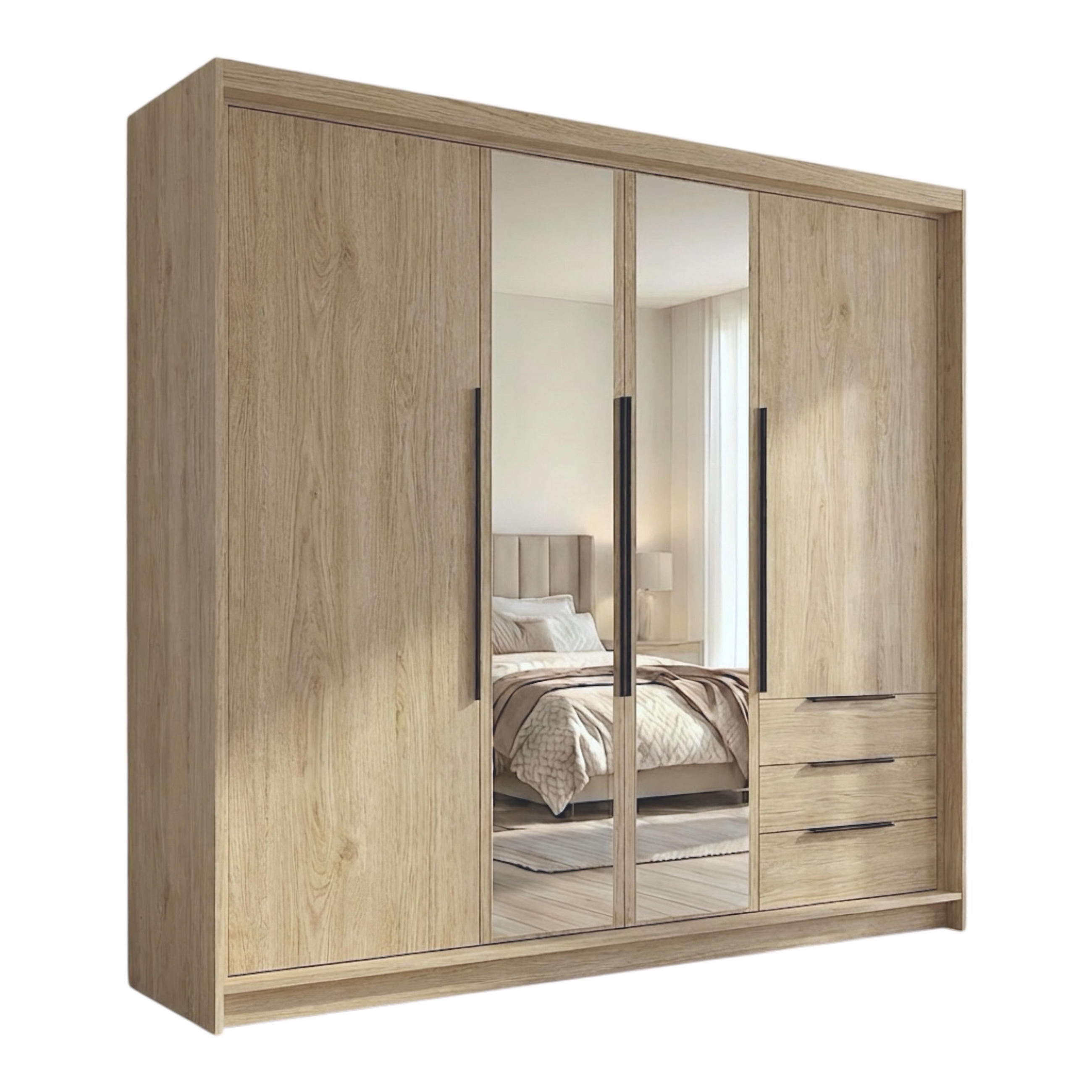 A&J MöbelLand Drehtürenschrank Braun, Braun, Braun 200x215x59.5 cm