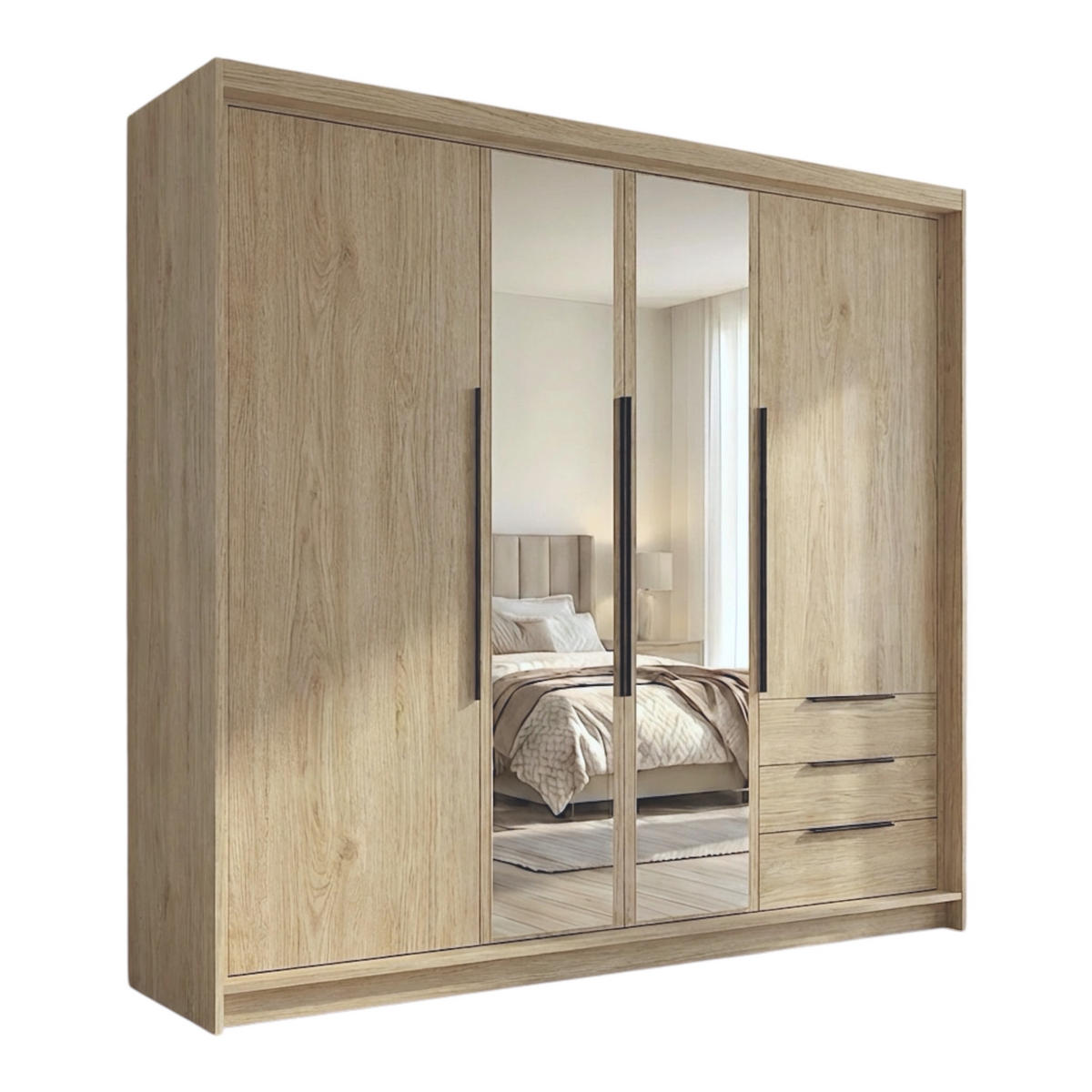 DREHTÜRENSCHRANK VIVO 200 cm Farbe: Sonoma | Sonoma | Sonoma - Braun, Holzwerkstoff/Metall (200/215/59.5cm) - A&J MöbelLand