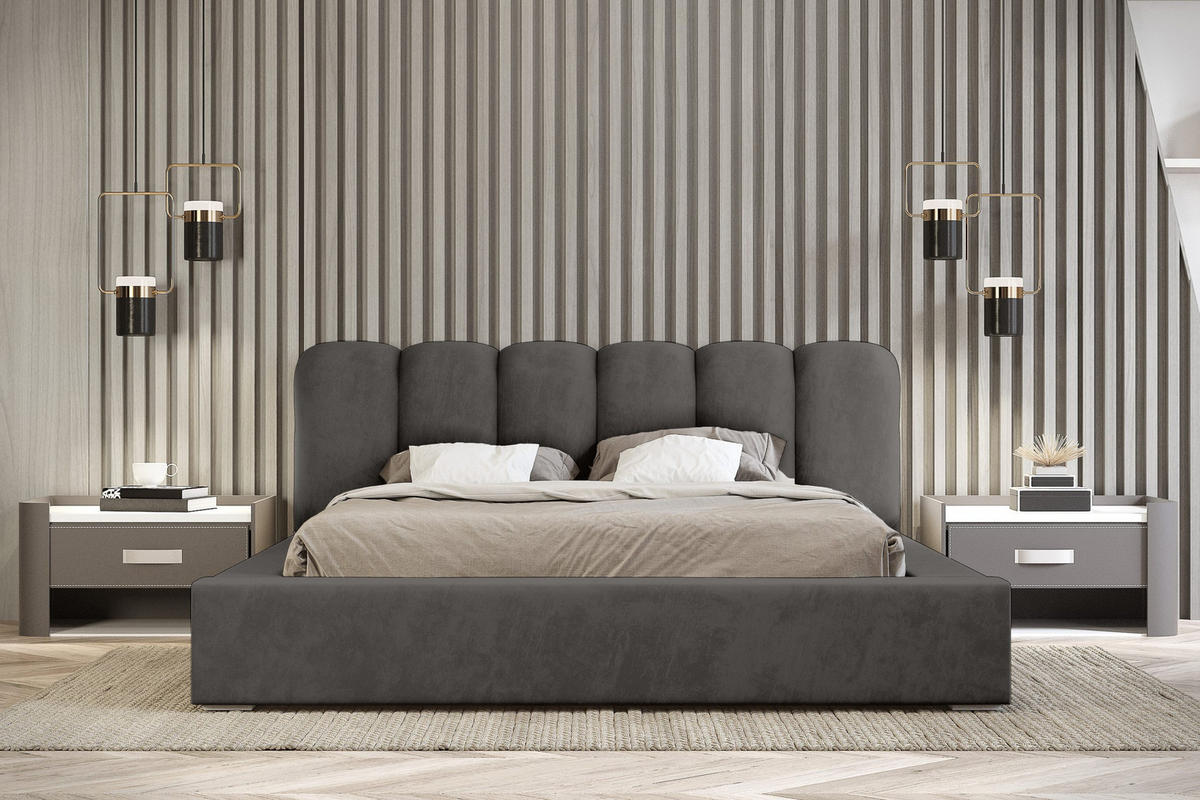 POLSTERBETT schenilen Struktur Ranera 180x200 cm, Dunkelgrau - Dunkelgrau, Textil (180/200cm) - Fedve