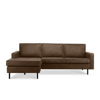 ECKSOFA-LINKS INVIA mit Armlehnen vintage, Lederoptik-Stoff, dunkelbraun - Dunkelbraun/Schwarz, Textil (234/160cm) - KONSIMO®