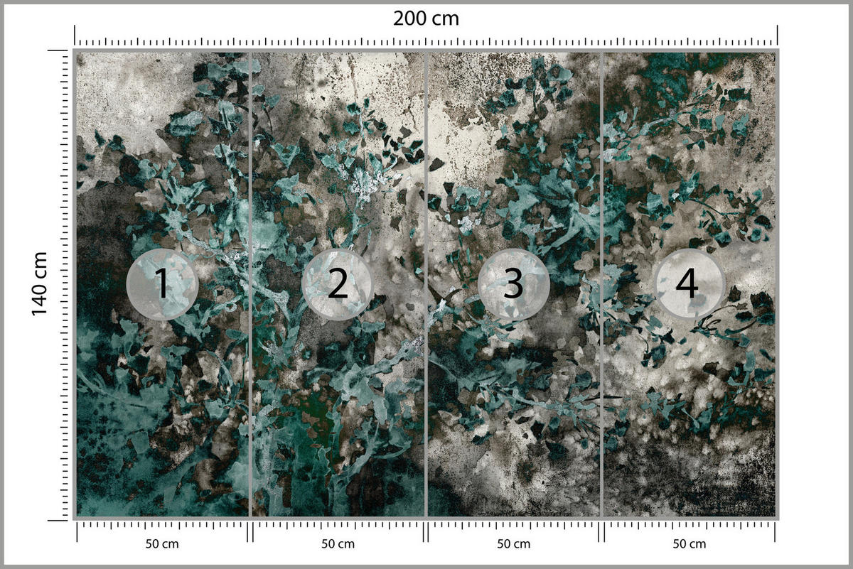 FOTOTAPETE für Wohnzimmer Beton Abstraktion 200x140 - Türkis/Grau, Papier (200/140cm) - Muralo