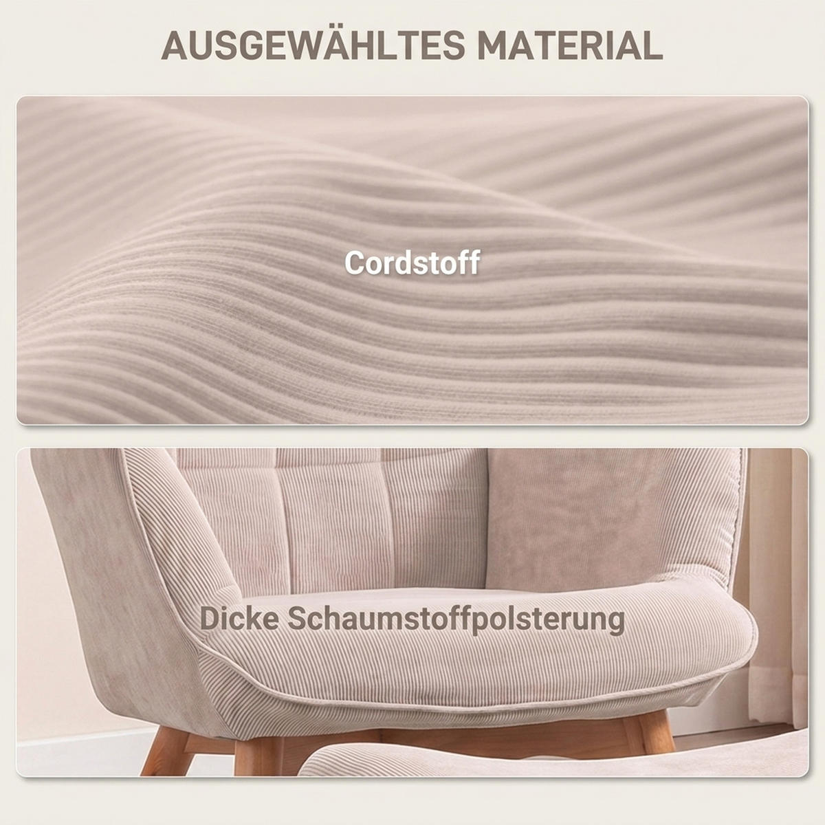 SESSEL Beige 72.0/80.0/101.0cm - Beige, Textil (80/101/72cm)