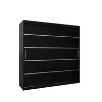 SCHWEBETÜRENSCHRANK 200/200/62 2-türig - Silberfarben/Schwarz, Holz/Kunststoff (200/200/62cm) - MÖBEL KRYSPOL