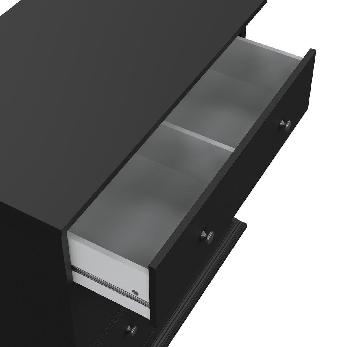 KOMMODE mit 3 Schubladen B86,3 cm – SOUTH - Schwarz, Holzwerkstoff (50.6/13.8/50.6cm) - Calicosy