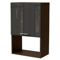 MIKROWELLENUMBAUSCHRANK Essen W4MK/60 Graphit Hochglanz / Lava Matt 60 / 32,5 / 96cm - Dunkelgrau/Graphitfarben, Holz/Holzwerkstoff (60/96/32.5cm) - Feldmann-Wohnen