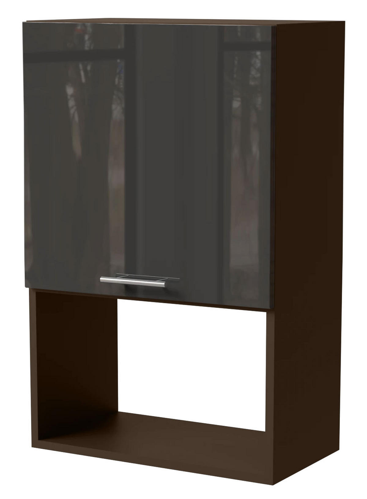 MIKROWELLENUMBAUSCHRANK Essen W4MK/60 Graphit Hochglanz / Lava Matt 60 / 32,5 / 96cm - Dunkelgrau/Graphitfarben, Holz/Holzwerkstoff (60/96/32.5cm) - Feldmann-Wohnen