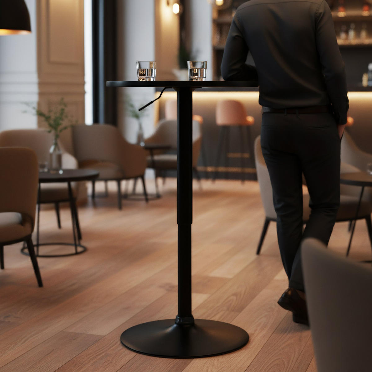 STEHTISCH rund 52 cm Holz Schwarz/Schwarz - Schwarz, Holz/Metall (52/52/70cm) - CLP