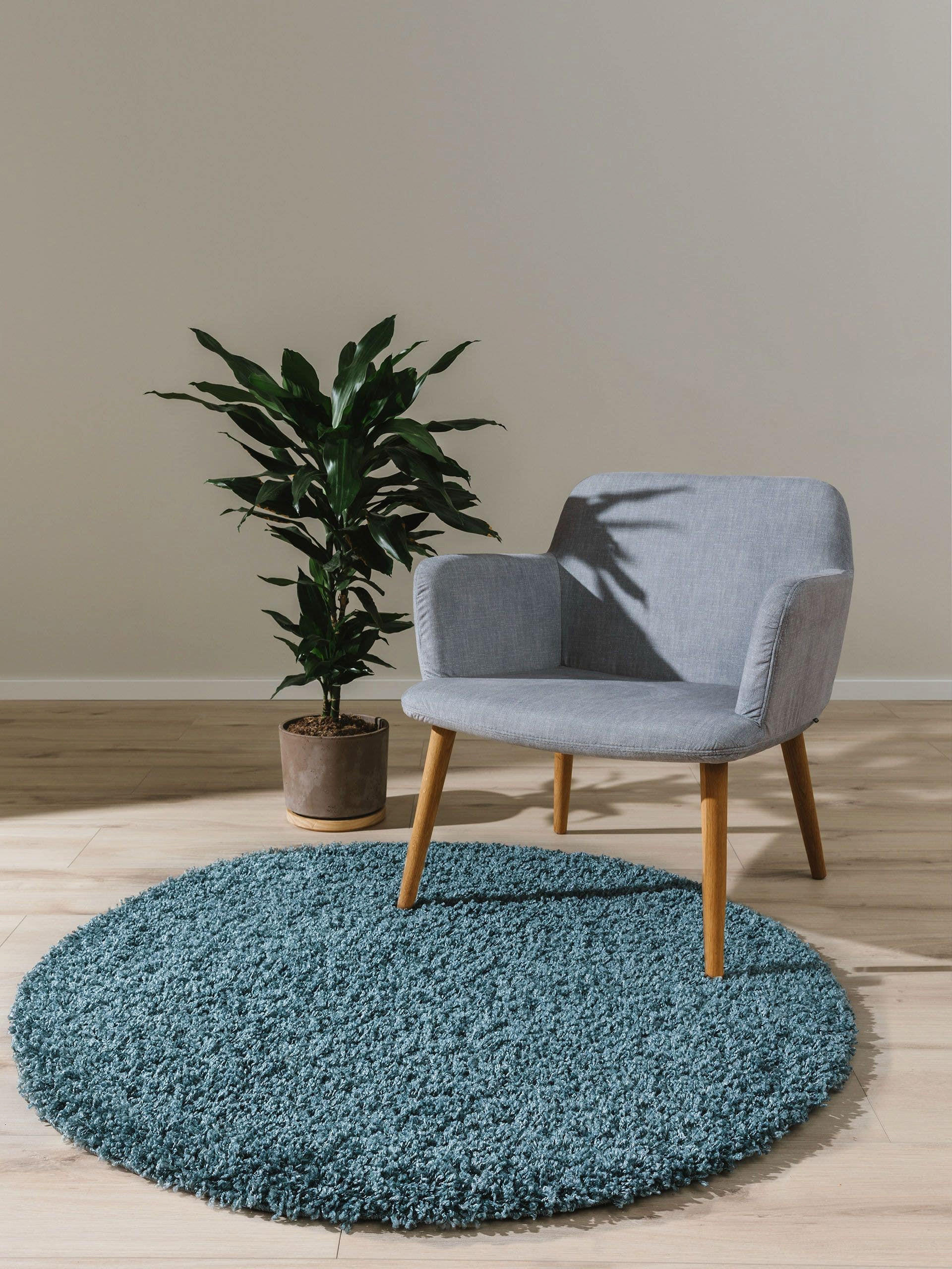 HOCHFLORTEPPICH Soho Blau ø 160 cm rund - Blau, Kunststoff (160/160cm) - benuta