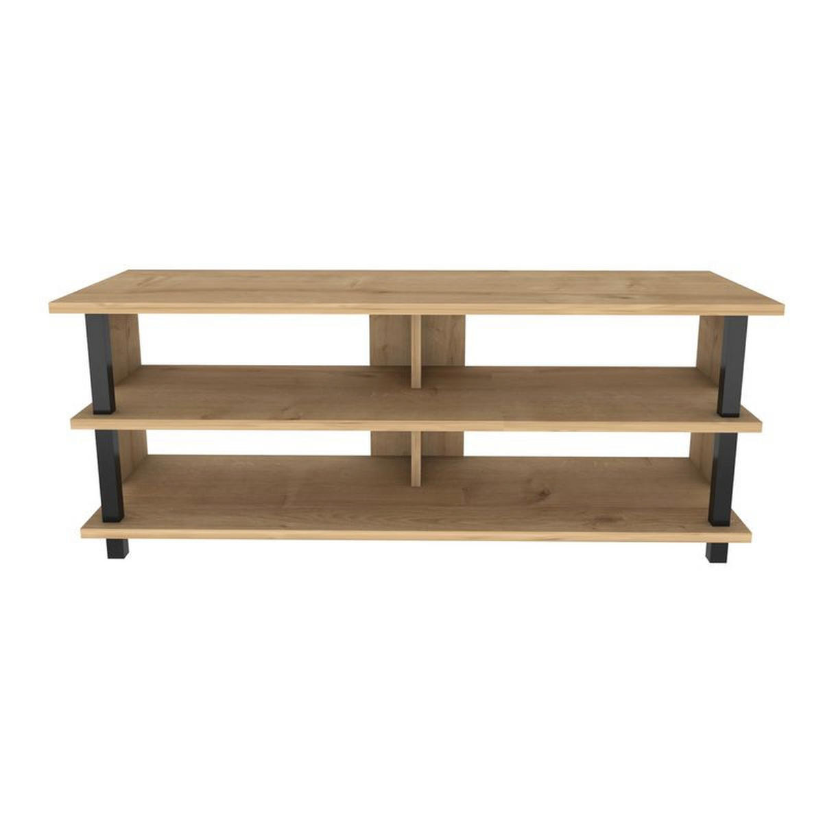 TV Board Pueblo Schwarz-Eiche - Eichefarben/Schwarz, Holzwerkstoff (120/47/45cm) - Decorotika