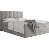 BOXBETT Amira mit Bettkasten, Grau Boucle 200x200 cm - inkl. H4 Matratze und H3 Foam Topper - Hellgrau/Grau, Holzwerkstoff/Kunststoff (200/200cm) - WFL GROUP