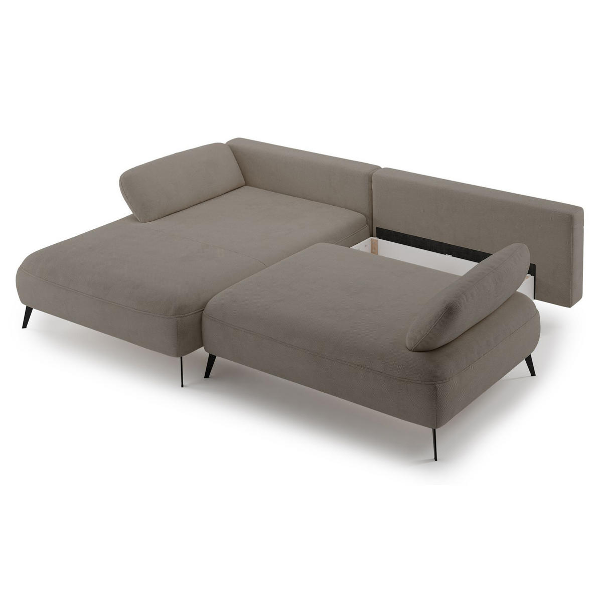 ECKSOFA Avolla Dunkelbeige links - Schwarz/Cappuccino, Textil/Metall (284/186cm) - Selsey