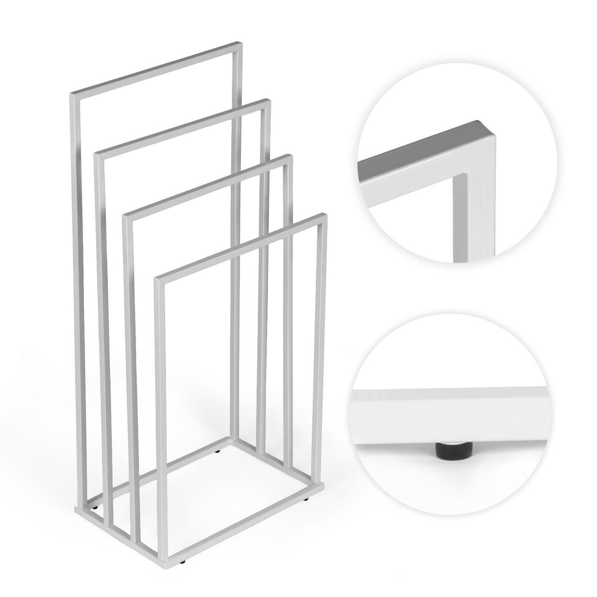 HANDTUCHSTÄNDER freistehend mit 4 Stangen - Weiß, Metall (45/94/29cm) - Mat-Haus