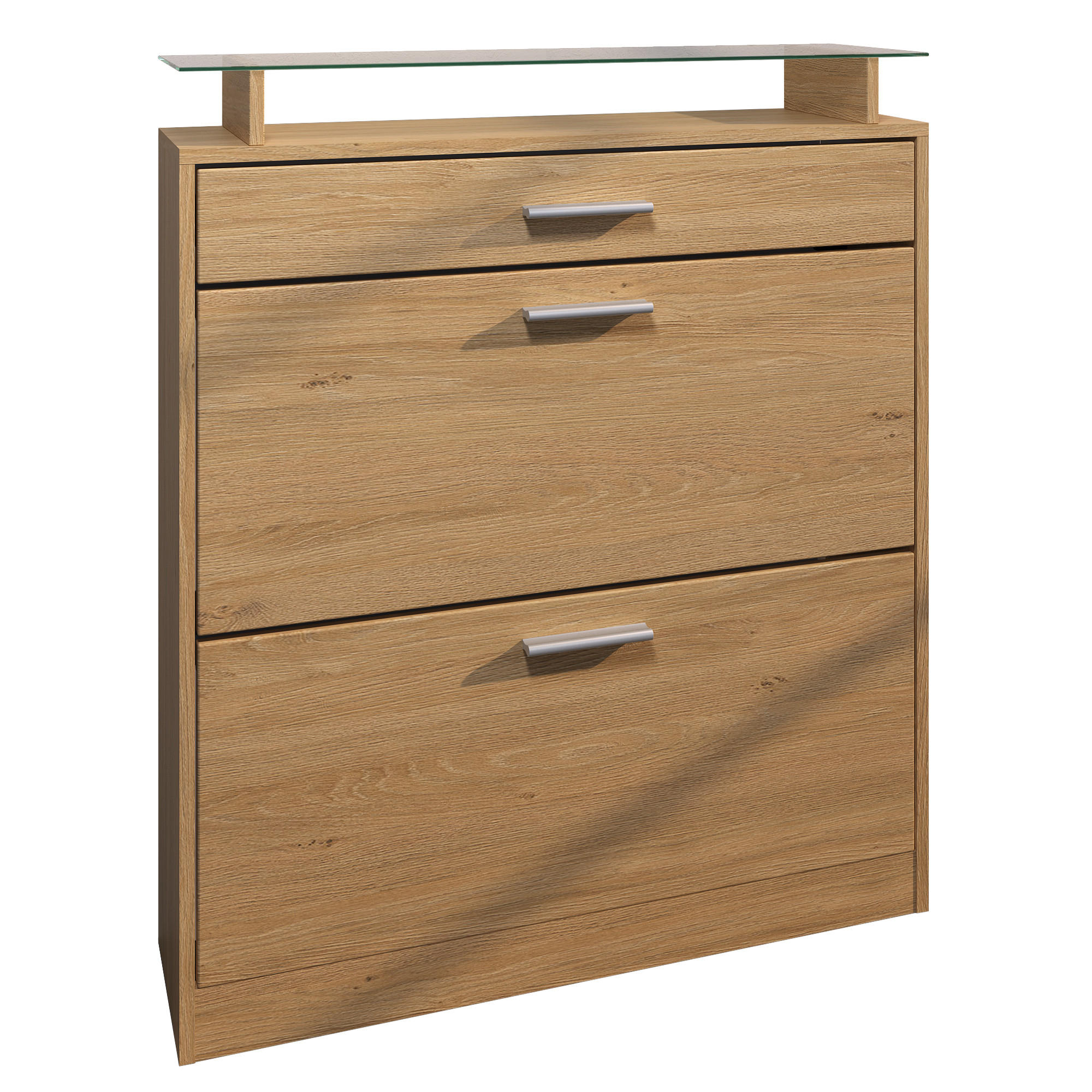 SCHUHSCHRANK Loret Eiche Skandi - Honigeiche, Holzwerkstoff (89/104/23cm) - Vladon
