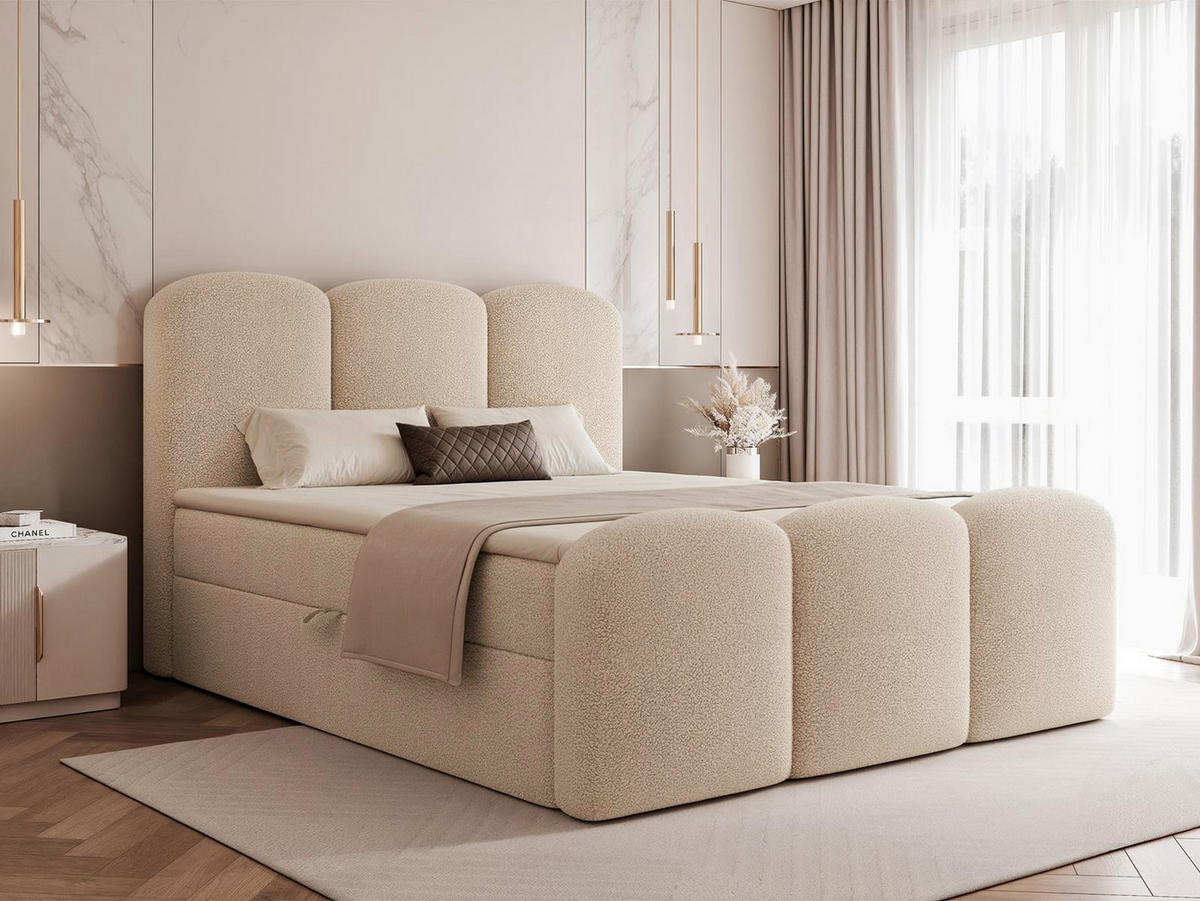 BOXBETT 140x200 VELIA Beige - Beige, Holzwerkstoff/Textil (140/200cm) - Compleo24