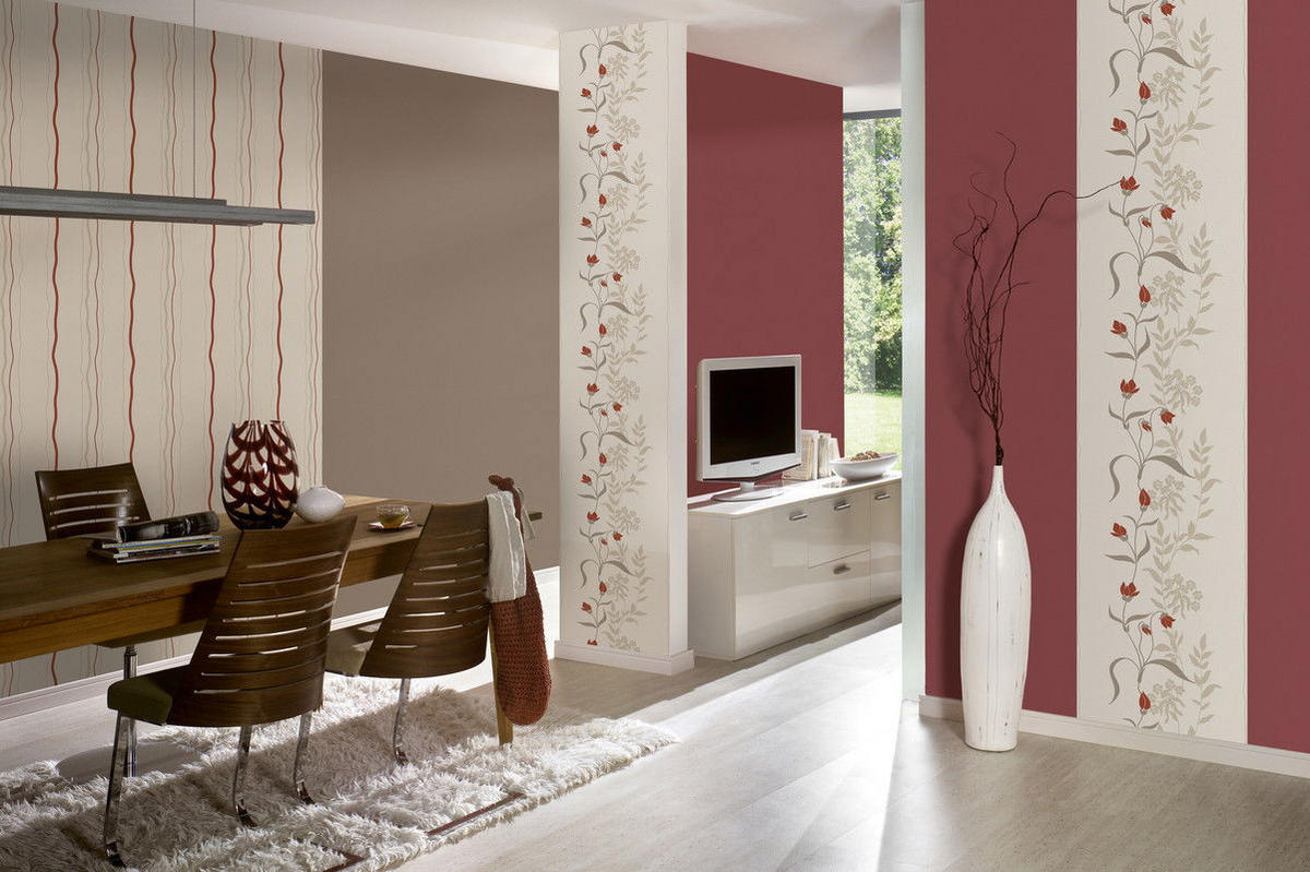 VLIESTAPETE Beige 53/1005 cm - Beige/Rot, Textil (53/1cm) - KUNSTLOFT