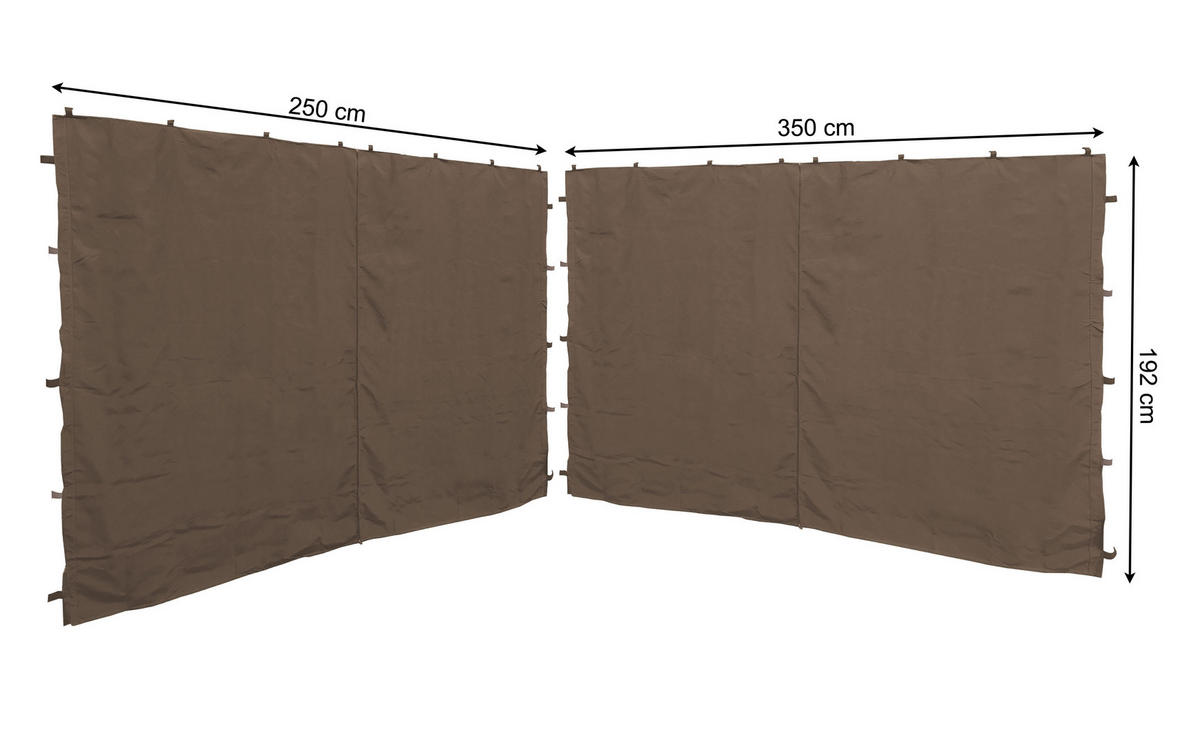 2 Seitenteile mit RV für Pavillon 3x4m - Taupe, Textil (250/190/350cm) - QUICK STAR