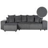 3-SITZER-ECKSOFA Cord dunkelgrau linksseitig mit Schlaffunktion Stauraum Luspa - Schwarz/Grau, Textil (294/130cm) - Beliani