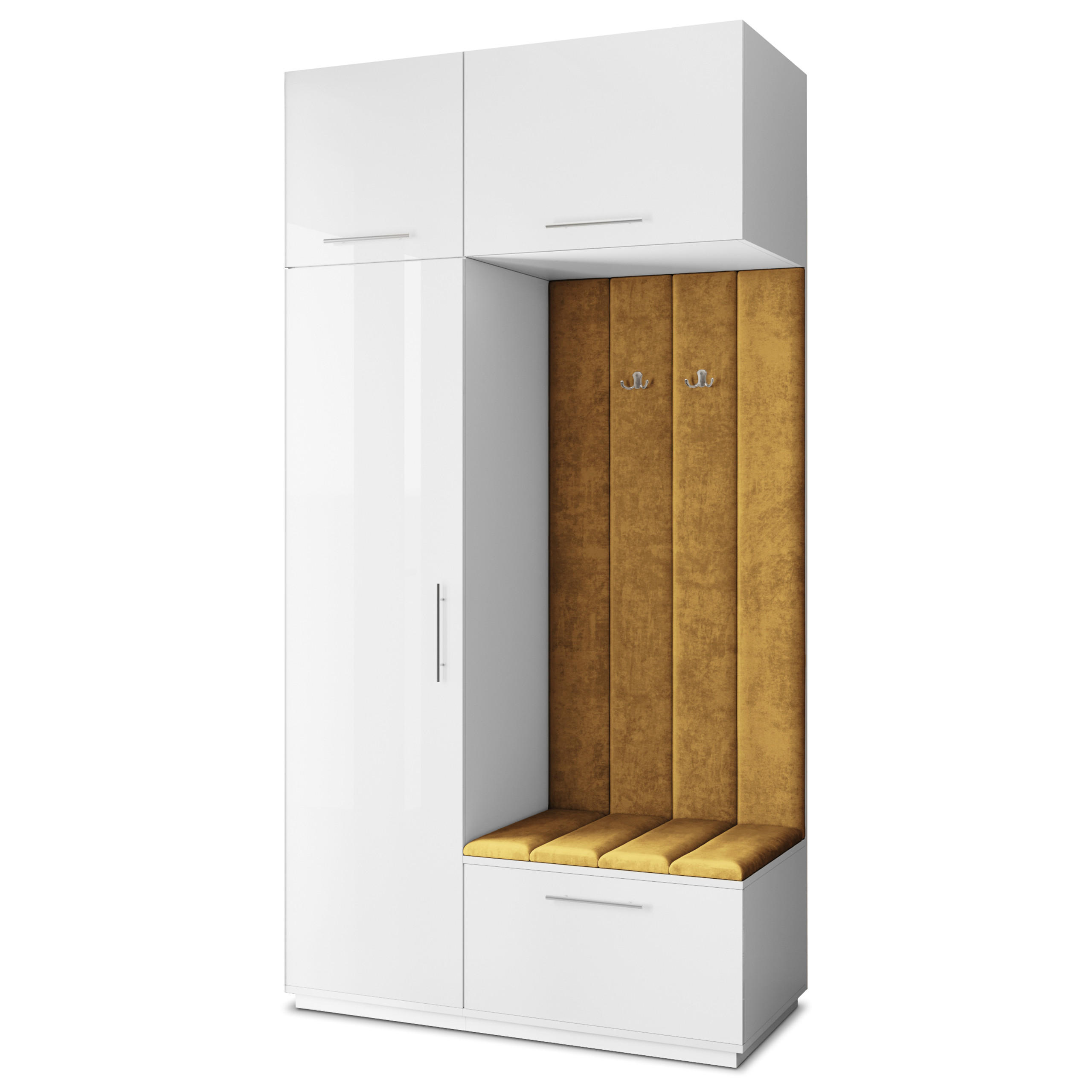 GARDEROBENSCHRANK REMA 120/240/60 cm Modern Garderobe-Set Weiß - Gelb/Weiß, Holzwerkstoff (120/240/60cm) - MASSENO