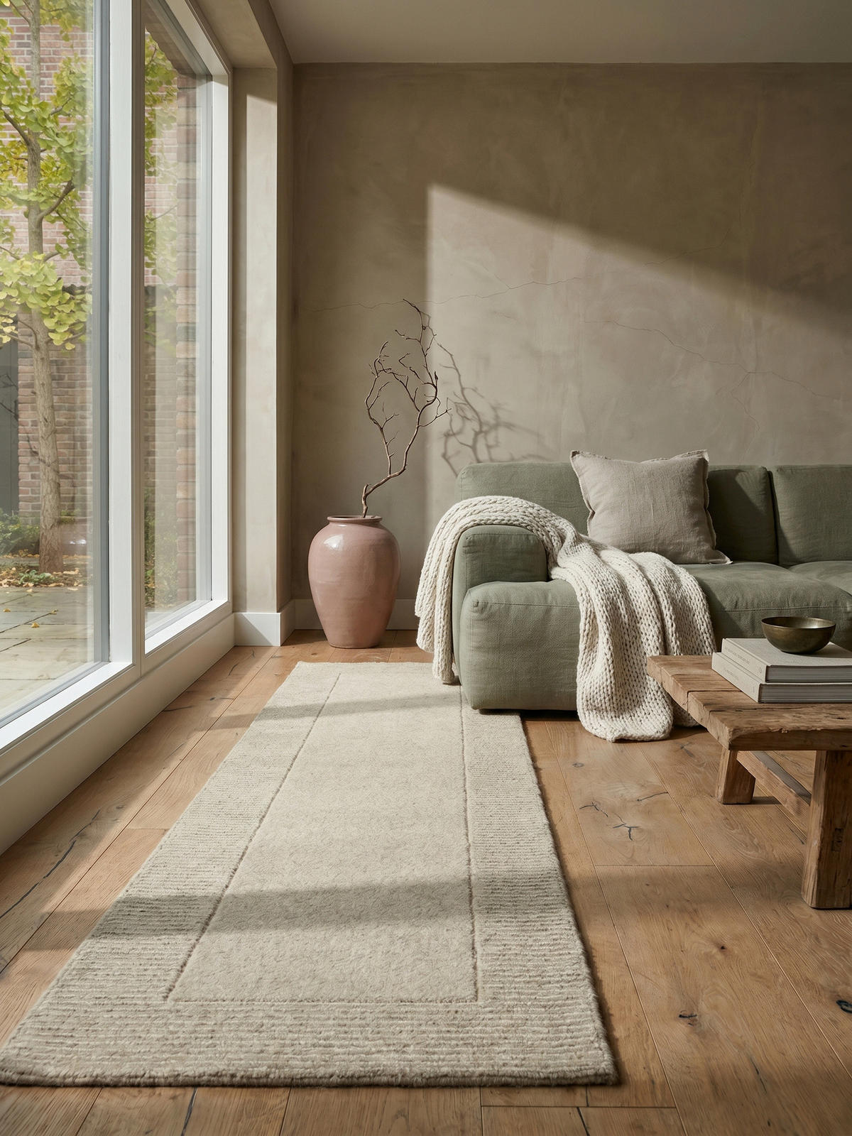 WOLLTEPPICH MOLE, einfarbig, Natur, 60 x 230 cm - Beige, Textil (60/230cm) - KADIMA DESIGN