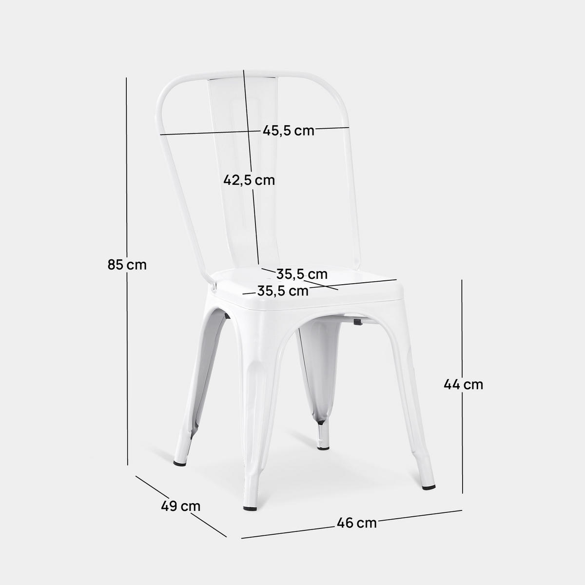 GARTENSTUHL Hjorts Weiß 46 cm x 85 cm 4er-Set - Weiß, Metall (46/85/49cm) - Klast Home