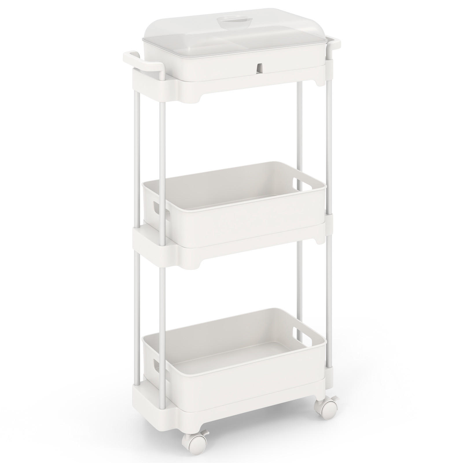 RULLVAGN 82 cm vit - Vit, Plast (46/82/21cm) - COSTWAY