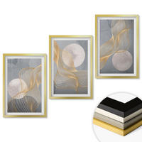 WANDBILDER 3er Set - 40x60 cm Goldrahmen - Abstrakte Muster Wellen Kreise - Goldfarben, Kunststoff (40/60cm) - ArtPrintCave