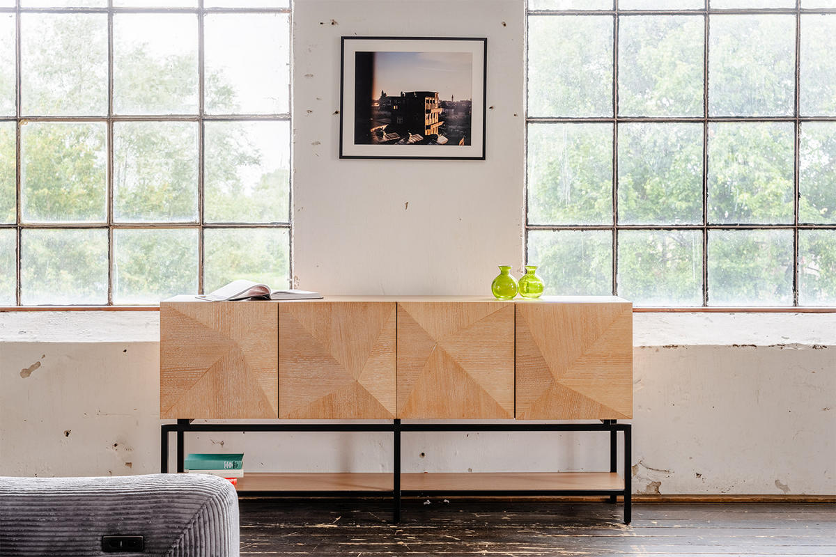 SIDEBOARD ANJO Braun Holz - Schwarz/Braun, Holz/Metall (180/85/40cm) - KAWOLA