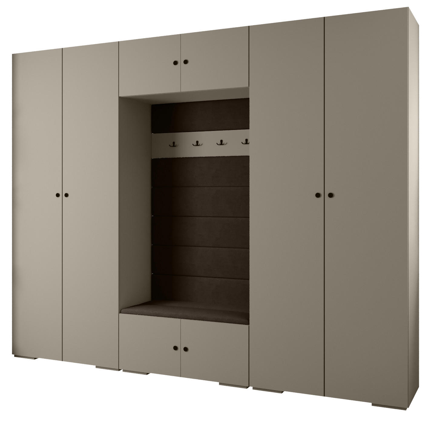 Abiks Möbel Garderoben-Set Kaschmir, Braun, Schwarz 300x236.7x47 cm