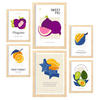 POSTER Set Mit 6 Fruchtcollage Größe A3 & A4 Rahmen aus hellem Holz - Beige, Papier (29.7/1cm) - Nacnic