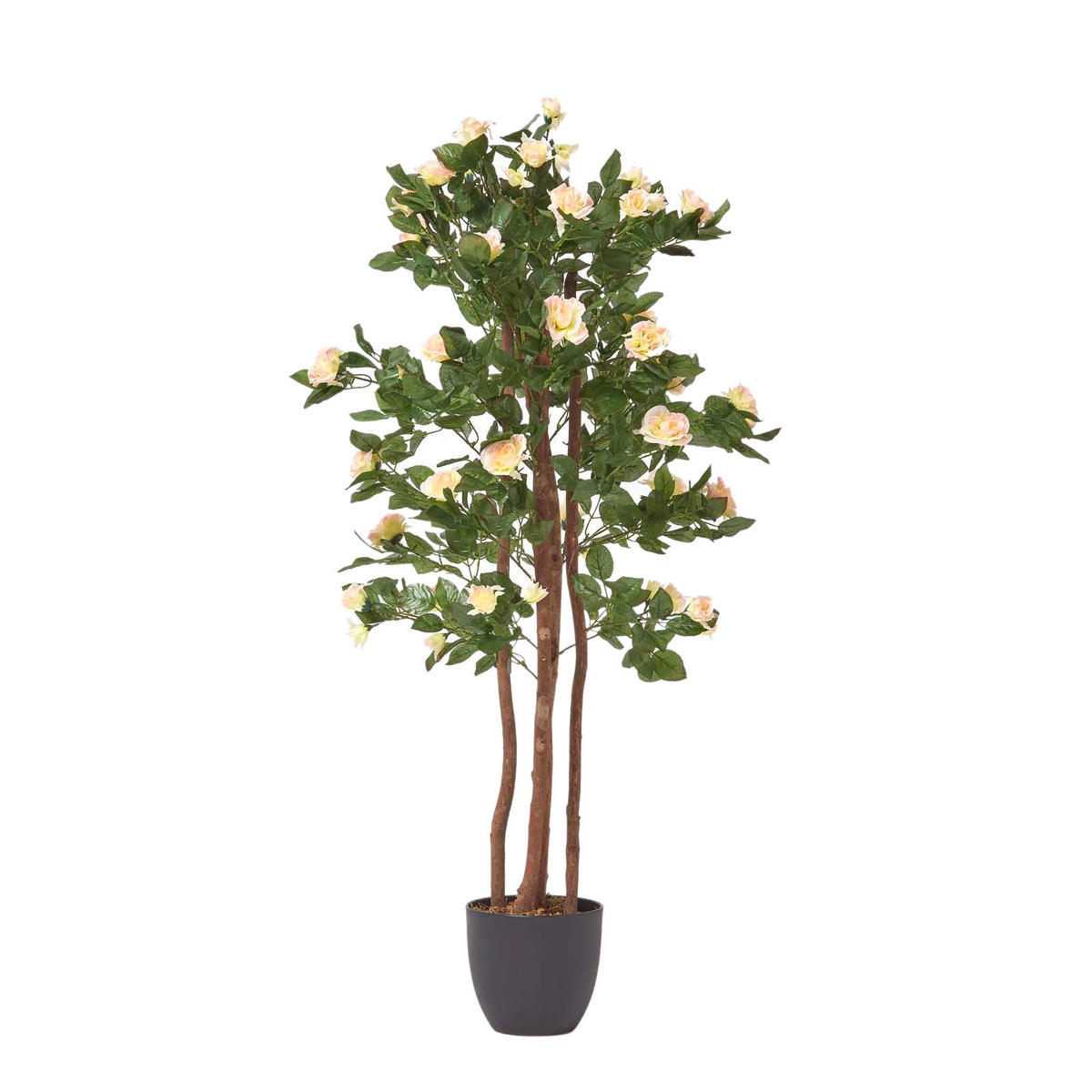 KUNSTBAUM Rosenstock rosé-apricot, 122 cm - Rosa, Kunststoff (122cm) - Homescapes