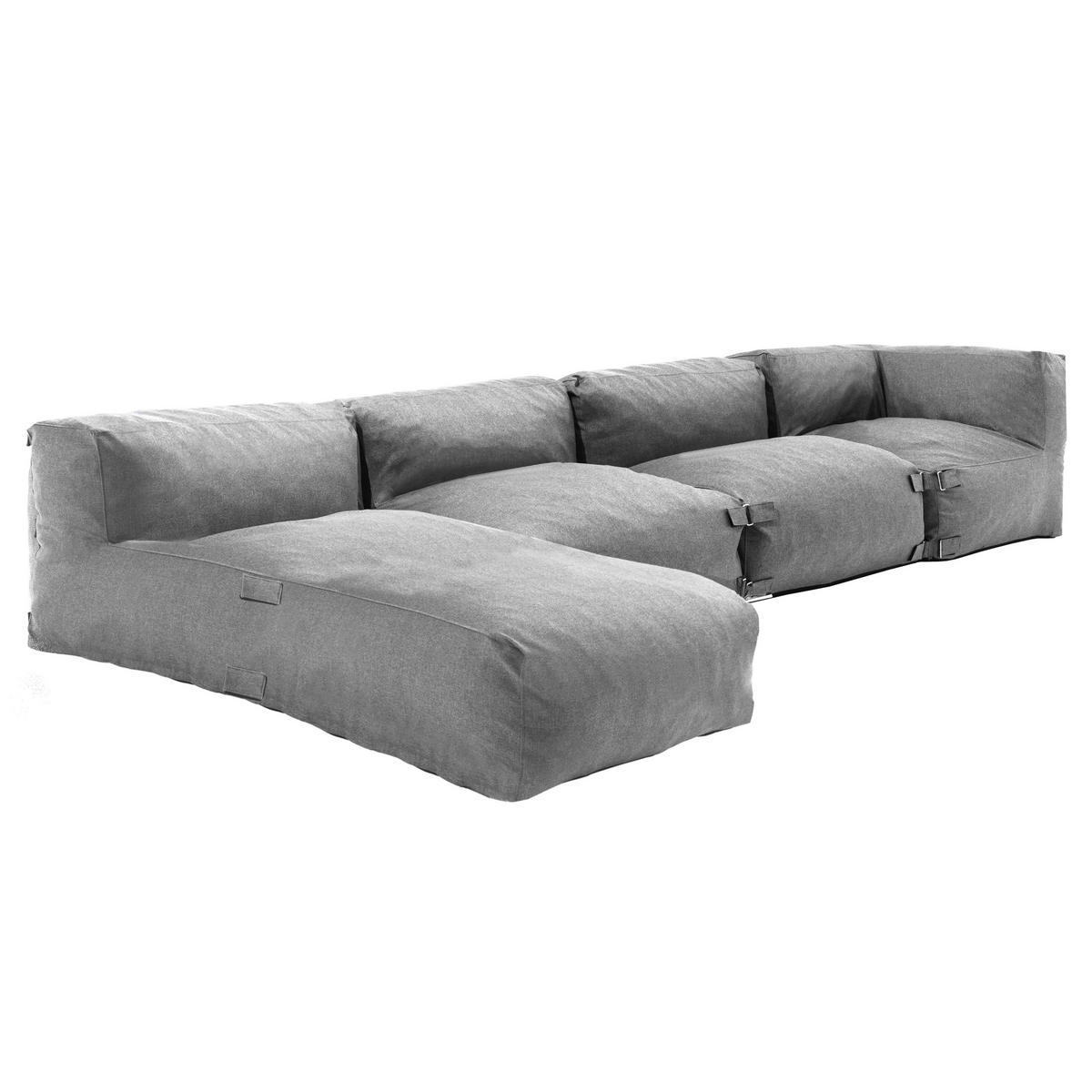 GARTENSOFA 4-tlg., Grau - Grau, Textil (85/65/160cm) - Oviala