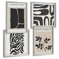BILDER SET 4er Set - 50x50 cm & 40x60 cm Silberner Rahmen - Abstrakte Pflanzenmuster - Silberfarben, Kunststoff (50/50cm) - TULUP