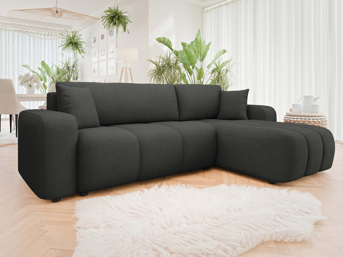 ECKSOFA Furyn - Anthrazit/Schwarz, Holz/Kunststoff (244/145cm) - MIRJAN24