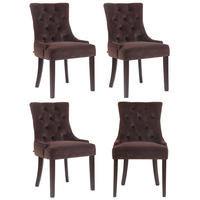 WOHNZIMMERSTUHL 4er Set Samt braun - Braun, Holz/Textil (55/92/58cm) - CLP