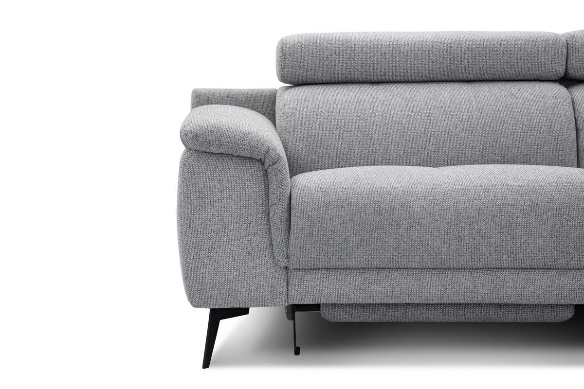 ECKSOFA FIERO 5-Sitzer mit 1 Relaxfunktion, silberfarben - Silberfarben, Holzwerkstoff/Textil (290/228cm) - Courtois Laville