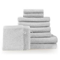 HANDTUCH 8-teilig, 2x Badetuch 70/140 + 4x Handtuch 50/100 + 2x Gästetuch 30/30 + 2x Waschlappen 15/20 cm, Weiß - Weiß, Textil (70/140cm) - Blumtal
