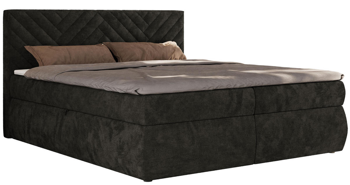 BOXBETT AVERTA 140/200 - Dunkelgrau Schenille glatt - H3 - Dunkelgrau, Textil (140/200cm) - MKS